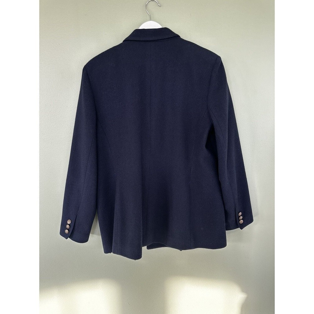 Vtg Stephanie Andrews Blazer Double Breasted Blue Gold Buttons Sz 16 100… - Picture 5 of 11